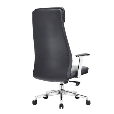 CF8800 Πολυθρόνα Γραφείου Διευθυντή, Pu Μαύρο, Βάση & Μπράτσα Χρώμιο